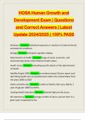 HOSA Human Growth and Development Exam | Questions and Correct Answers | Latest Update 2024/2025 | 100% PASS