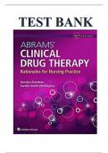 Abrams' Clinical Drug Therapy: Rationales for Nursing Practice 12th Edition Frandsen Test Bank (Full Test Bank, 100% Verified Answers)