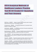 WGU D514 Analytical Methods of Healthcare Leaders: Practice Test #2 All Graded A+ Questions and Their Answers