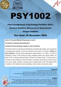 PSY1002 Final Assignment Psychology Portfolio 2024