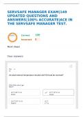 SERVSAFE MANAGER EXAM|149 UPDATED QUESTIONS AND ANSWERS|100% ACCURATE|ACE IN THE SERVSAFE MANAGER TEST.