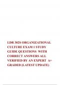 LDR 302S ORGANIZATIONAL CULTURE EXAM 1 STUDY GUIDE QUESTIONS  WITH CORRECT ANSWERS ALL VERIFIED BY AN EXPERT  A+ GRADED (LATEST UPDATE)