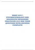 NRNP 6665 1 PSYCHOPATHOLOGY AND DIAGNOSTIC REASONING PRACTICUM 2024 MID TERM QUESTIONS WITH ANSWERS COMPLETE 