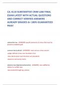 CJL 4110 SUBSTANTIVE CRIM LAW FINAL EXAM LATEST WITH ACTUAL QUESTIONS AND CORRECT VERIFIED ANSWERS ALREADY GRADED A+ 100% GUARANTEED PASS!