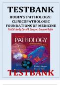 Test Bank For Rubin's Pathology: Clinicopathologic Foundations of Medicine 7th Edition by Strayer ISBN:9781451183900, All 34 Chapters Covered, Verified Latest Edition