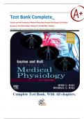 Test Bank Complete_ Guyton and Hall Textbook of Medical Physiology (Guyton Physiology) 14th Edition By John E. Hall & Michael E. Hall All Chapters 1-86| 14 Units| Newest Version with all Chapters| With Correct Answers