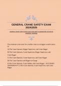 GENERAL CRANE SAFETY EXAM 20242025 WITH GUARANTEED ACCURATE ANSWERS |VERIFIED