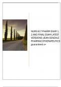 NURSING 617 PHARM EXAM 1, 2 AND FINAL EXAM LATEST VERSIONS  (JEAN GENZALE PHARMACOTHERAPEUTICS guaranteed a+