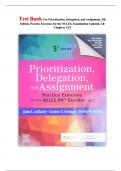 Test Bank For Prioritization, Delegation, and Assignment, 5th Edition, Practice Exercises for the NCLEX Examination Updated , All Chapters 1-22 || 2024|2025