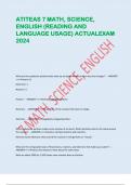 ATITEAS 7 MATH, SCIENCE, ENGLISH (READING AND LANGUAGE USAGE) ACTUALEXAM 2024