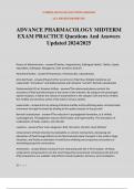 ADVANCE PHARMACOLOGY MIDTERM EXAM PRACTICE Questions And Answers Updated 2024/2025