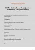 CSE 511 Midterm Review Exam Questions With Verified And Updated Answers