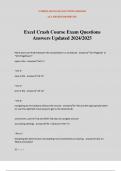 Excel Crash Course Exam Questions Answers Updated 2024/2025