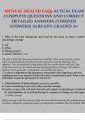 MENTAL HEALTH EAQs ACTUAL EXAM COMPLETE QUESTIONS AND CORRECT DETAILED ANSWERS