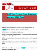 SOD Year 7, 8 and Exam Questions And Answers 100% Pass