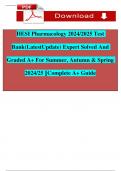 HESI Pharmacology 2024/2025 Test Bank(LatestUpdate) Expert Solved And Graded A+ For Summer, Autumn & Spring 2024/25 ||Complete A+ Guide