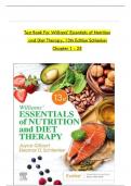 FULL TEST BANK F or Williams' Essentials of Nutrition and Diet Therapy, 13th Edition Schlenker & Gilbert, Verified Chapters 1 - 25|,ISBN: 9780443121388 |ULTIMATE GUIDE 100% VERIFIED A+