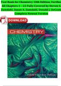 TEST BANK For Chemistry 10th Edition by Steven S. Zumdahl, Susan A, Donald J.Decoste, Verified Chapters 1 - 22 Fully Covered, Complete Newest Version UPDATED 