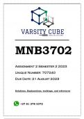 MNB3702 Assignment 2 (ANSWERS) Semester 2 2023 (707240) - DISTINCTION GUARANTEED