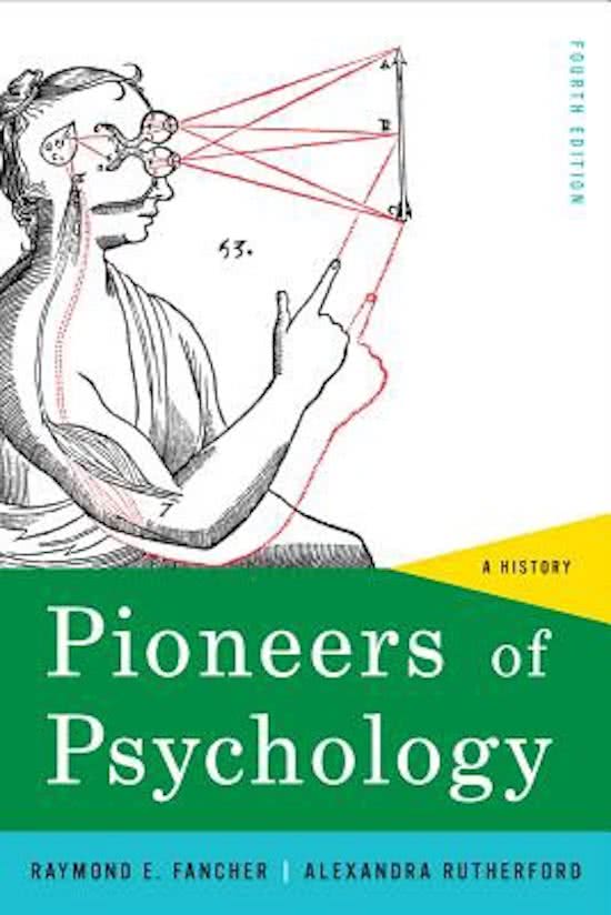 Samenvatting Pioneers of Psychology, ISBN: 9780393935301  Overzicht van de psychologie (PSBA1-01)