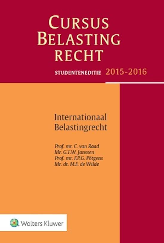 Studenteneditie cursus belastingrecht internationaal belastingrecht 2015-2016
